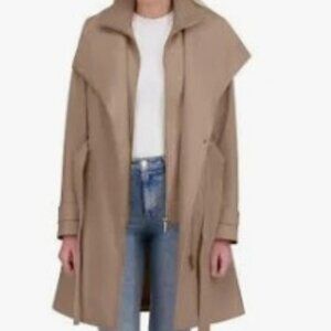 HALSTON Women’s Trench Coat Size XL Brown/Tan w/Removable Belt Water-Resistant